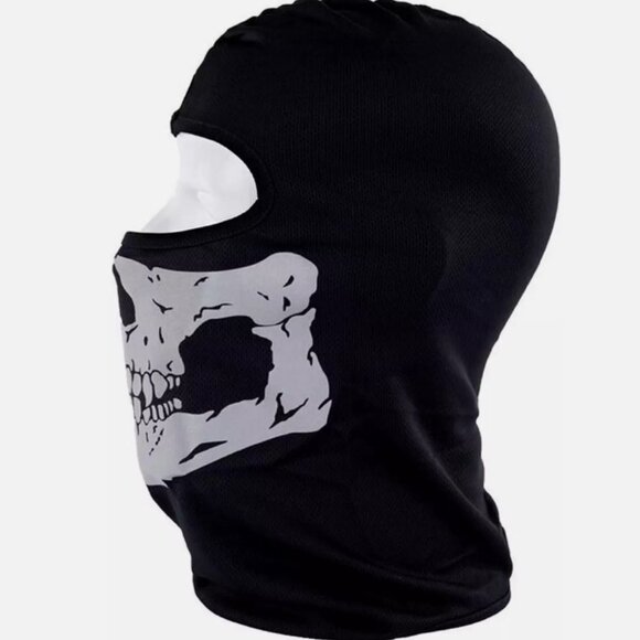 Black Balaclava Ghosts Skull Full Face Mask, Windproof Ski Mask Motorcycle Face - Picture 5 of 6
